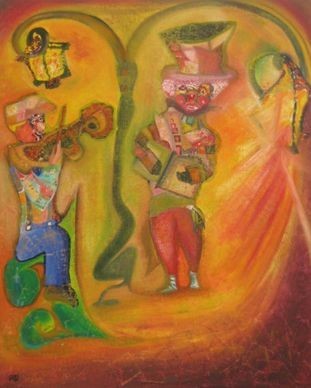 Peinture intitulée "Les troubadours" par Garsi, Œuvre d'art originale, Huile