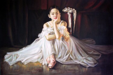 Ζωγραφική με τίτλο "Ballerina 002" από Garvin Ree, Αυθεντικά έργα τέχνης, Λάδι Τοποθετήθηκε στο Ξύλινο φορείο σκελετό