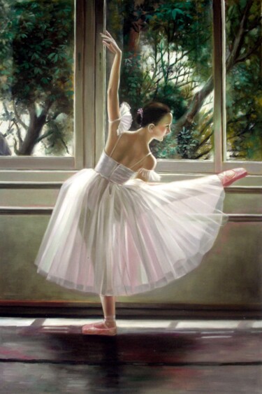 Ζωγραφική με τίτλο "Ballerina 10" από Garvin Ree, Αυθεντικά έργα τέχνης, Λάδι Τοποθετήθηκε στο Ξύλινο φορείο σκελετό