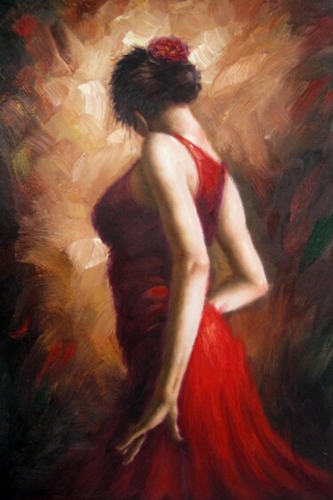 Painting titled "Fiery Dance 024" by Garvin Ree, Original Artwork, Oil Mounted on Wood Stretcher frame