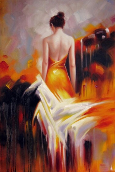 Painting titled "Sexy backview 101" by Garvin Ree, Original Artwork, Oil Mounted on Wood Stretcher frame