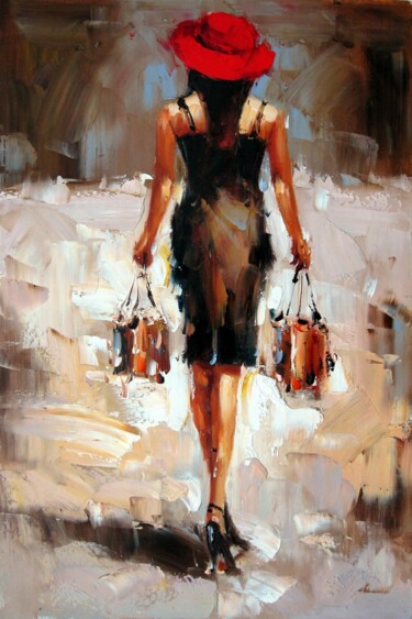 Peinture intitulée "Shopping girl 202" par Garvin Ree, Œuvre d'art originale, Huile Monté sur Châssis en bois