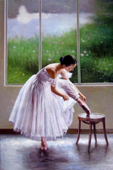 Painting titled "Ballerina 14" by Garvin Ree, Original Artwork, Oil Mounted on Wood Stretcher frame