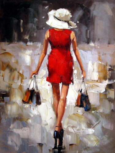 Painting titled "Shopping girl 104" by Garvin Ree, Original Artwork, Oil