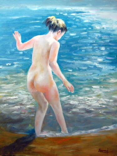 Painting titled "Nude 302D" by Garvin Ree, Original Artwork, Oil Mounted on Wood Stretcher frame