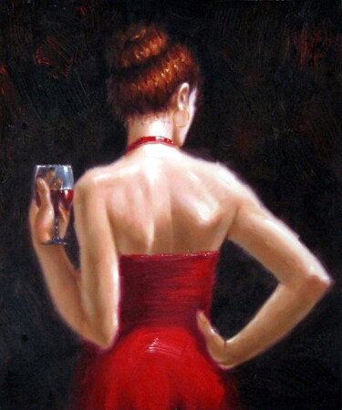 Painting titled "Drinking 010" by Garvin Ree, Original Artwork, Oil Mounted on Wood Stretcher frame