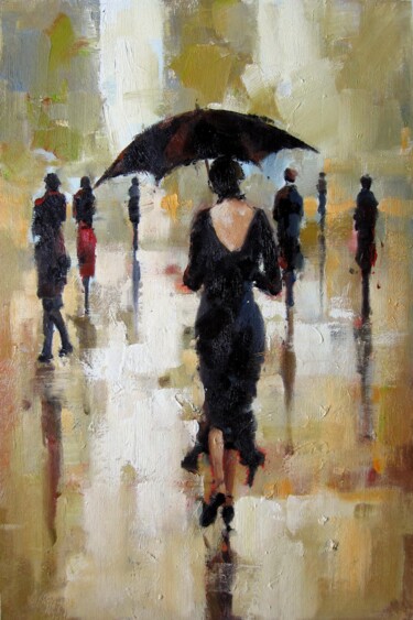 Peinture intitulée "In rain 001" par Garvin Ree, Œuvre d'art originale, Huile Monté sur Châssis en bois