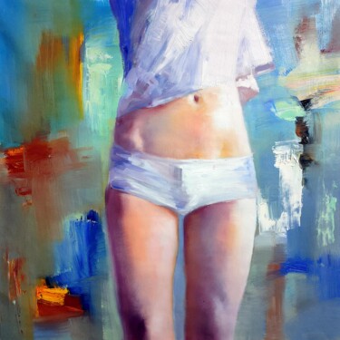 Painting titled "Short skirt 001D" by Garvin Ree, Original Artwork, Oil Mounted on Wood Stretcher frame