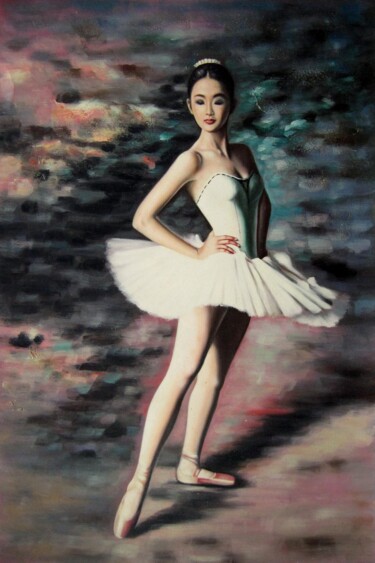 Painting titled "Ballerina 022D" by Garvin Ree, Original Artwork, Oil Mounted on Wood Stretcher frame
