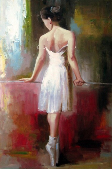 Painting titled "Ballerina 023D" by Garvin Ree, Original Artwork, Oil Mounted on Wood Stretcher frame