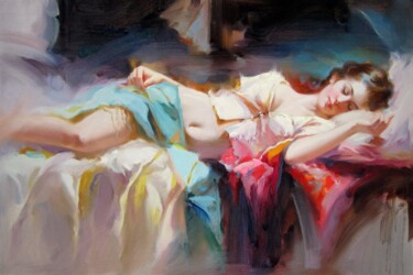 Pittura intitolato "sleeping beauty 001" da Garvin Ree, Opera d'arte originale, Olio Montato su Telaio per barella in legno