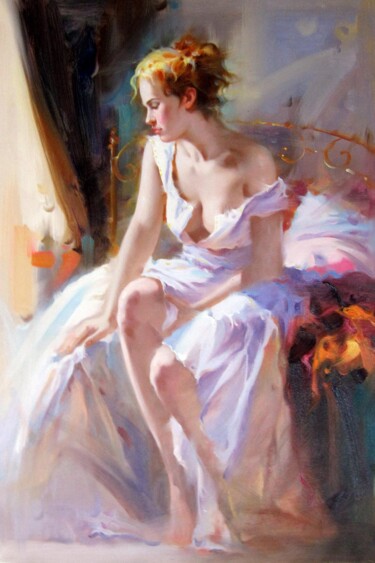 Картина под названием "Beauty sitting 301D" - Garvin Ree, Подлинное произведение искусства, Масло Установлен на Деревянная р…