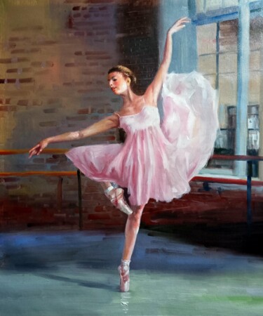 Painting titled "Ballerina 102D" by Garvin Ree, Original Artwork, Oil Mounted on Wood Stretcher frame