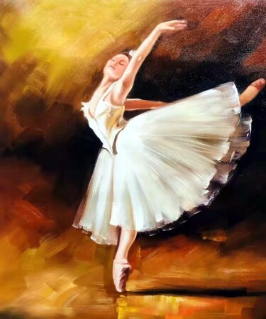 Painting titled "Ballerina 103D" by Garvin Ree, Original Artwork, Oil Mounted on Wood Stretcher frame
