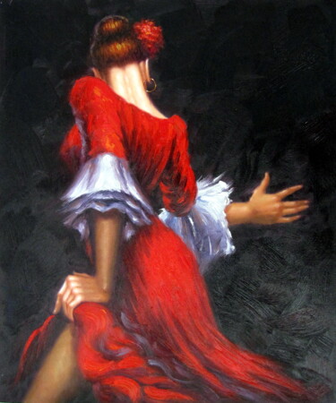 Painting titled "Fiery Dance 101" by Garvin Ree, Original Artwork, Oil Mounted on Wood Stretcher frame