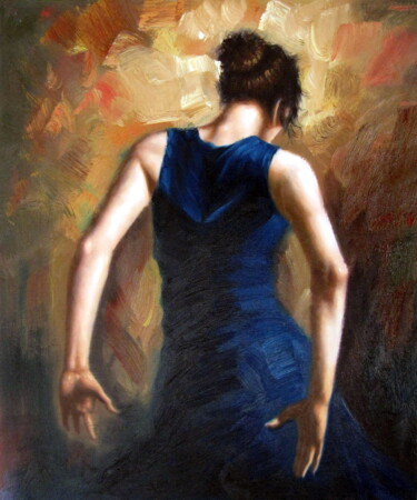 Painting titled "Fiery Dance 104" by Garvin Ree, Original Artwork, Oil Mounted on Wood Stretcher frame