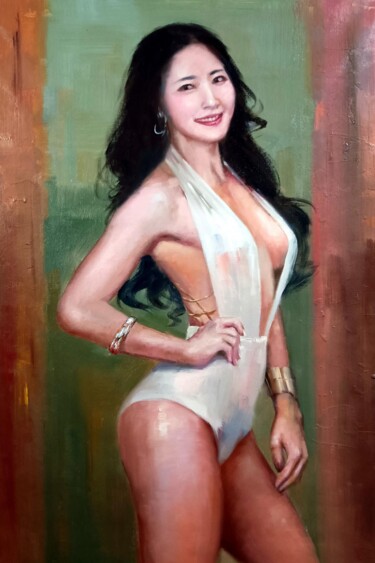 Painting titled "Beauty 309D" by Garvin Ree, Original Artwork, Oil Mounted on Wood Stretcher frame