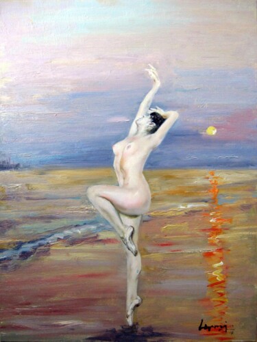 Painting titled "Nude dance 304D" by Garvin Ree, Original Artwork, Oil Mounted on Wood Stretcher frame