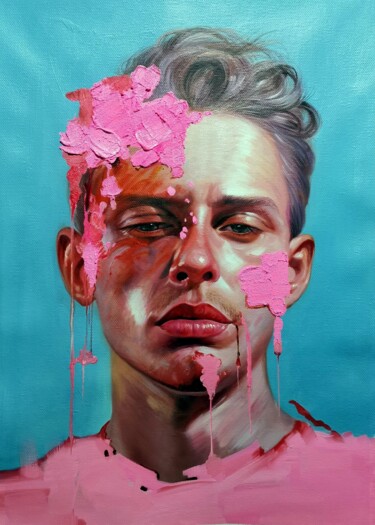 Картина под названием "Abstract portrait 0…" - Garvin Ree, Подлинное произведение искусства, Акрил Установлен на Деревянная…