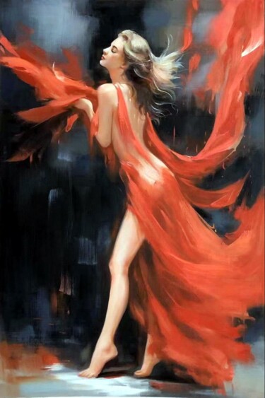 Painting titled "Dance 410D" by Garvin Ree, Original Artwork, Oil Mounted on Wood Stretcher frame