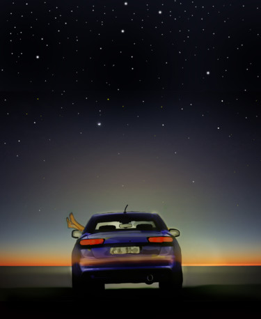 Digital Arts titled "car legs starry sky" by Gary Waters, Original Artwork, 2D Digital Work