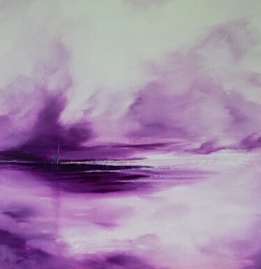 Peinture intitulée "" Purple sky " - 50…" par Gas, Œuvre d'art originale, Huile