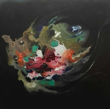 Peinture intitulée "Fusion Fractalienne" par Gas, Œuvre d'art originale, Acrylique
