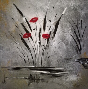 Peinture intitulée "Fleurs de coquelico…" par Gas, Œuvre d'art originale, Acrylique