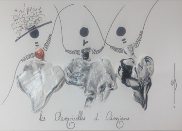 Painting titled "Les Demoiselles d'A…" by Gas, Original Artwork, Acrylic