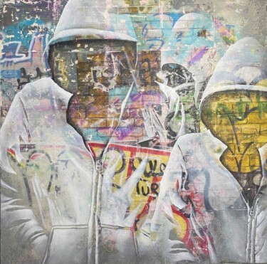 Pintura titulada "Les 3 amis" por Gasediel, Obra de arte original, Collages Montado en Bastidor de camilla de madera
