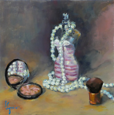 Painting titled "Le collier de perles" by Laurence Gasior, Original Artwork, Oil