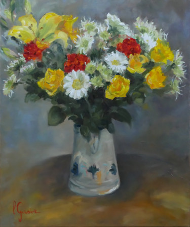 Painting titled "Le bouquet multicol…" by Laurence Gasior, Original Artwork, Oil Mounted on Wood Stretcher frame