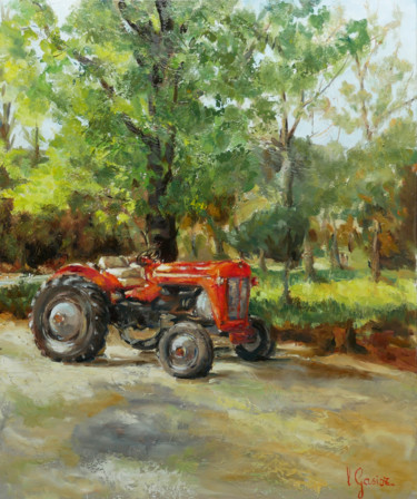 Pintura intitulada "Le tracteur de Geor…" por Laurence Gasior, Obras de arte originais, Óleo