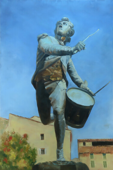 Painting titled "Le Tambour d'Arcole" by Laurence Gasior, Original Artwork, Oil Mounted on Wood Stretcher frame