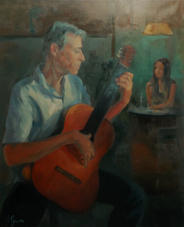 Peinture intitulée "Le guitariste" par Laurence Gasior, Œuvre d'art originale, Huile
