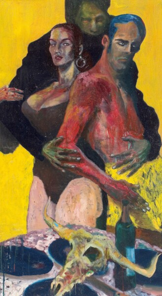 Картина под названием "La mort du torrero" - Gaspard De Gouges, Подлинное произведение искусства, Древесный уголь Установлен…