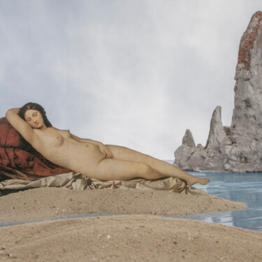 Photography titled "reclined nude on th…" by Gaspard De Gouges, Original Artwork, Digital Photography