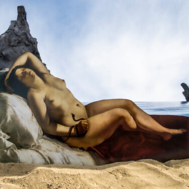 摄影 标题为“Reclined nude on th…” 由Gaspard De Gouges, 原创艺术品, 数码摄影