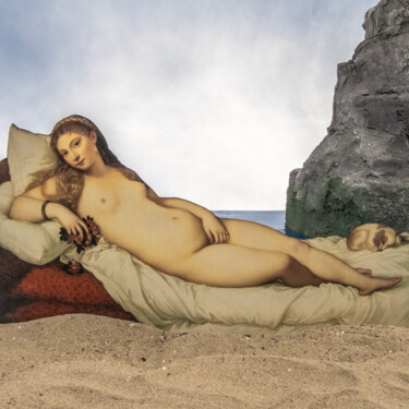 Photography titled "Reclined nude on th…" by Gaspard De Gouges, Original Artwork, Digital Photography