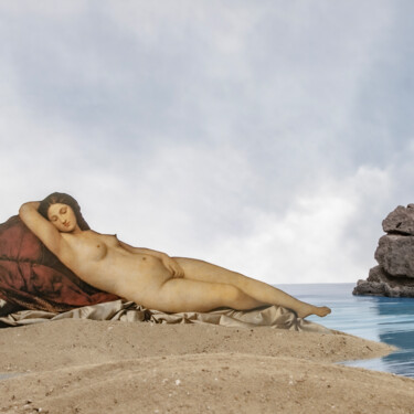 Photography titled "Reclined nude on th…" by Gaspard De Gouges, Original Artwork, Digital Photography