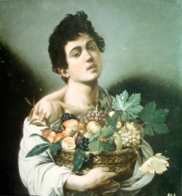 Pittura intitolato "copia Caravaggio" da Gaspare Lombardo, Opera d'arte originale