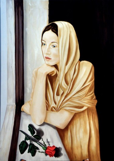 Painting titled "Attesa1" by Gaspare De Stefano, Original Artwork, Acrylic
