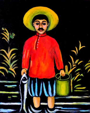 Peinture intitulée "A fisher-boy (after…" par Gasparian, Œuvre d'art originale, Huile