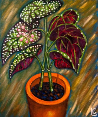 Painting titled "Begonia" by Gasparian, Original Artwork, Oil