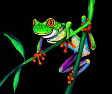 Painting titled "Jump, Froggie, jump…" by Gasparian, Original Artwork, Oil