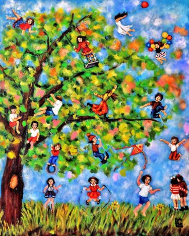 Peinture intitulée "The-World of Kids" par Gasparian, Œuvre d'art originale, Huile