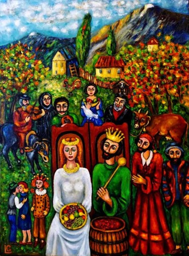 Painting titled "Armenian Harvest Fe…" by Gasparian, Original Artwork, Oil