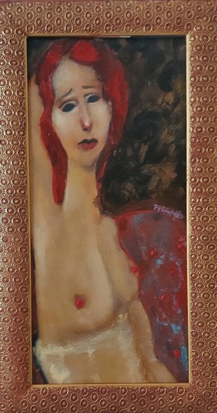 Painting titled "Pose notturne" by Pergamo, Original Artwork, Oil Mounted on Cardboard