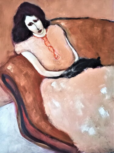 Painting titled "Midnight melancholy" by Pergamo, Original Artwork, Oil Mounted on Wood Stretcher frame