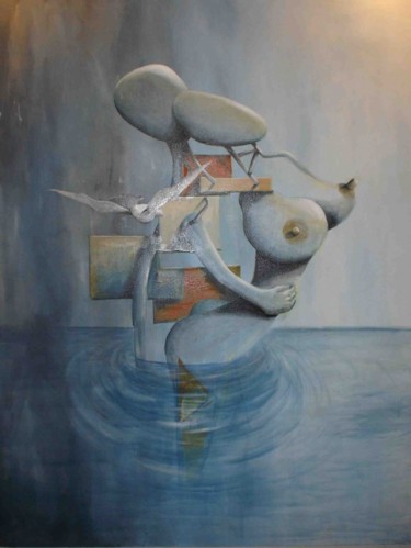 Painting titled "pareja en el agua" by Alejandro Maass, Original Artwork